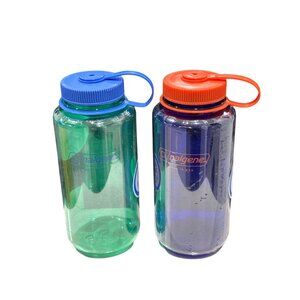 Nalgene 32 fl oz (2-PACK) Plastic Narrow Mouth Water Bottle(Pastel Green/Periwin